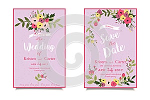 Old style wedding invitation. Nice greeting card with bright print