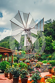 Old-style windmills on Lasithi Plateau. Crete