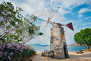 Old-style windmills on Lasithi Plateau. Crete photo