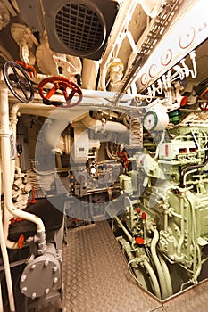 Old submarine diesel engine compartment