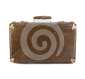 Old suitcase close-up isolated