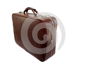 Old suitcase isolated on white