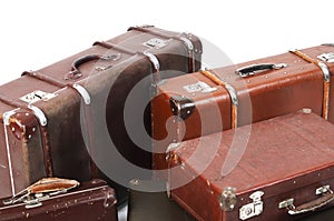 Old suitcase isolated on white background
