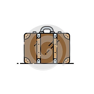 Old suitcase line icon