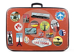 Old suitcase with stickers