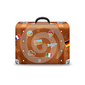 Old Suitcase With Travel Stickers