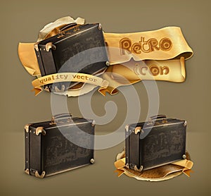 Old suitcases vector icons