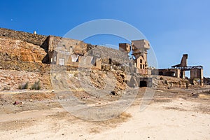 Old sulfur factory ruins at abandoned mine photo