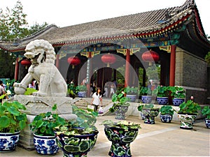 Old Summer Palace or Yuanming Yuan in Beijing city, China. Art, history and symbols