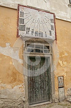 Old sun clock, sundial devastated