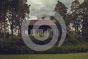 Old Swedish House in vintage image style