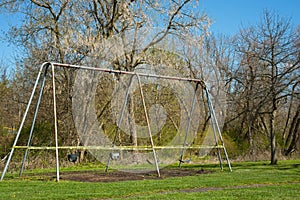 Old swingset taped close for COVID-19