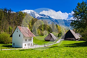 Old Swiss Farmer Houses in Ballenberg Open air Museum, Brienz, S