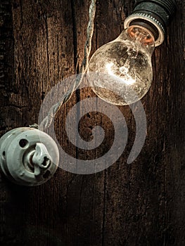 Old switch with light bulb