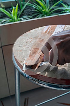 old table scraper spokes have scapula exotic hardwood sawdust board chip shavings