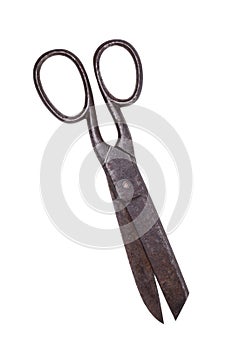 Old tailor scissors isolated