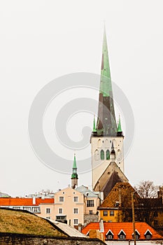 Old Tallinn and the Church of St. Olaf photo