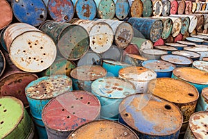 Old tanks containing hazardous chemicals photo