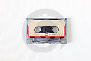 Old tape cassette, old or aged wood background. Ä°solated casette