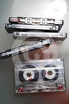 Old tapes on the table