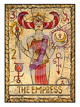Old tarot cards. Full deck. The Empress photo