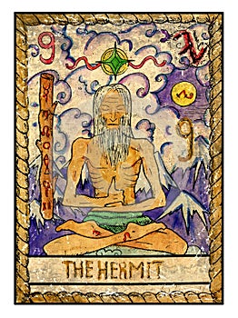 Old tarot cards. Full deck. The Hermit
