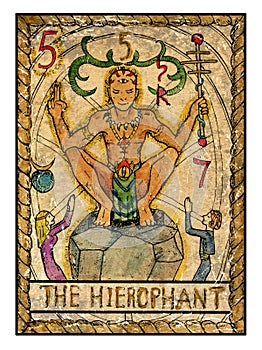 Old tarot cards. Full deck. The Hierophant