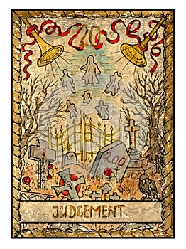 Old tarot cards. Full deck. Judgement photo