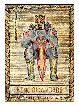Old tarot cards. Full deck. King of Swords