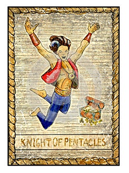 Old tarot cards. Full deck. Knight of pentacles photo