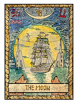 Old tarot cards. Full deck. The Moon