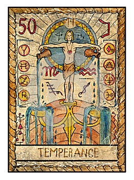 Old tarot cards. Full deck. Temperance