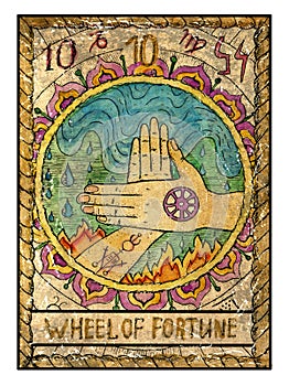 Old tarot cards. Full deck. Wheel of Fortune