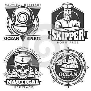 Old Tattoo Sailor Naval Label Set