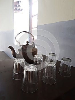 Old Tea Pot and Glasses