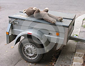 Old teddy on trailer