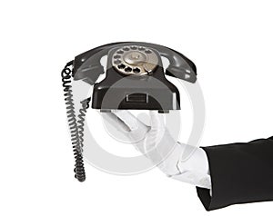 Old Telephone in battler hand