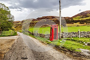 Old telephone booth in the scottish highlands