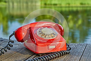 Old telephone in nature