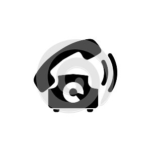 Old Telephone Ringing, Phone Call. Flat Vector Icon illustration. Simple black symbol on white background. Old Telephone Ringing,