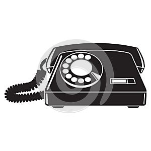 Old telephone 60-80's. Black and white vector photo