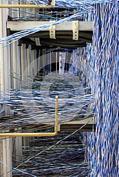 Old telephone switchboard the rear view