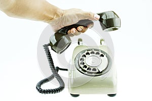 Old telephone or vintage telephone. The old telephone was changed by mobile phone or smart phone.