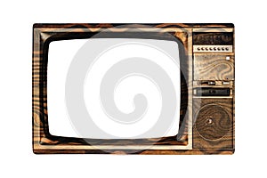 Old television isolated on white