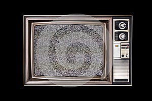 old television with NTSC or PAL on black background