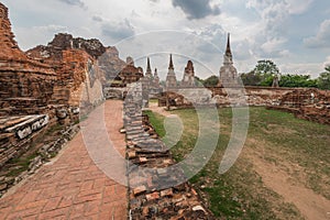 Old Temple Architecture at Wat Mahathat, Ayutthaya, Thailand