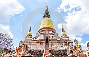 Old Temple Architecture , Wat Yai Chai Mongkol at Ayutthaya is the famous Temple in Ayutthaya