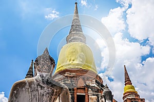 Old Temple Architecture , Wat Yai Chai Mongkol at Ayutthaya is the famous Temple in Ayutthaya.