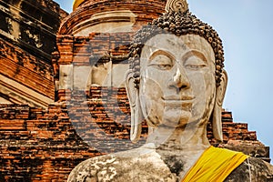 Old Temple Architecture , Wat Yai Chai Mongkol at Ayutthaya is the famous Temple in Ayutthaya.