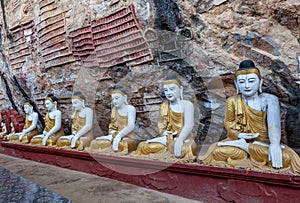 Old temple with buddha statues in Kaw Goon cave.